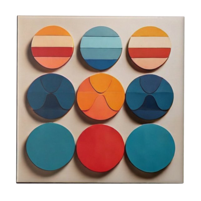 Azulejo De Cerâmica Padrão Geométrico do Meio século Moderno (Frente)