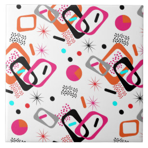 Azulejo De Cerâmica Padrão Geométrico do Meio século Moderno