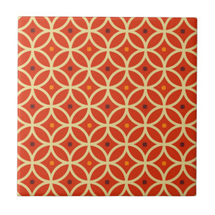 Azulejo De Cerâmica Padrão Geométrico do Meio século Vermelho Laranja