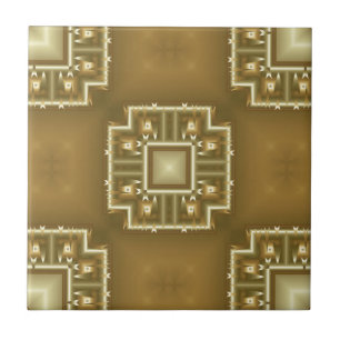Azulejo De Cerâmica Padrão geométrico Dourado e creme