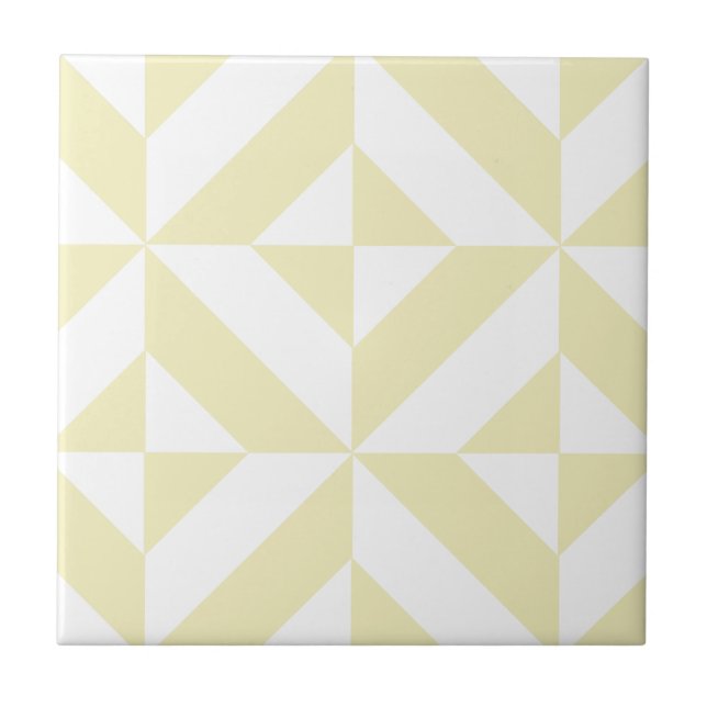 Azulejo De Cerâmica Padrão geométrico Dourado pálido do cubo deco (Frente)