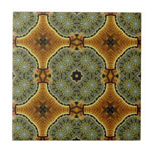 Azulejo De Cerâmica Padrão Geométrico e Verde do Mercado da Manhã