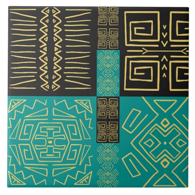 Azulejo De Cerâmica Padrão Geométrico Elegante Africano Tribal (Frente)