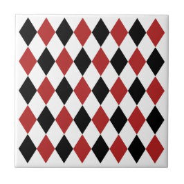 Azulejo De Cerâmica Padrão geométrico elegante Preto e vermelho borrad