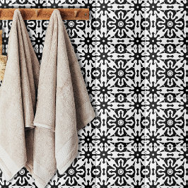 Azulejo De Cerâmica Padrão Geométrico em Preto e Branco da Arte abstra