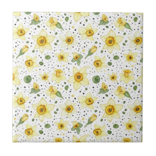 Azulejo De Cerâmica Padrão Geométrico Floral de Narciso Botânico (2)
