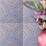 Azulejo De Cerâmica Padrão Geométrico Harmonioso do Cor-de-Rosa Azul<br><div class="desc">Trata-se de um azulejo cerâmico cativante que desenhar instantaneamente o olho com seu intrincado e simétrico design. O azulejo apresenta no seu centro uma estrela mesmerante de oito pontas, cercada por um elaborado padrão floral. O design é renderizado em uma paleta de calmante azul e cremoso rosa, criando uma mistura...</div>