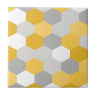 Azulejo De Cerâmica Padrão Geométrico Hexágono Cinza Amarelo
