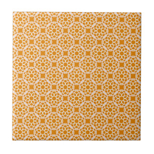 Azulejo De Cerâmica Padrão Geométrico Laranja Branco Sem Costura