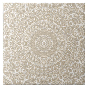 Azulejo De Cerâmica Padrão Geométrico Mandala Bege