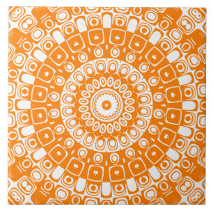 Azulejo De Cerâmica Padrão Geométrico Mandala Laranja