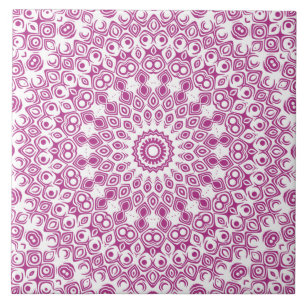 Azulejo De Cerâmica Padrão Geométrico Mandala Magenta