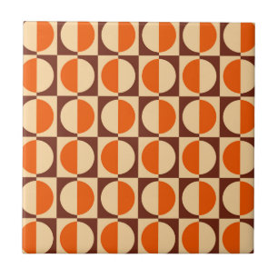 Azulejo De Cerâmica Padrão Geométrico MCM Retro Metade Quadrado e Círc