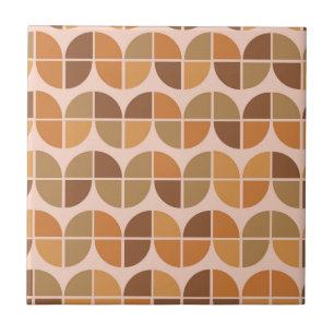 Azulejo De Cerâmica Padrão Geométrico Meados do Século Laranja Marrom