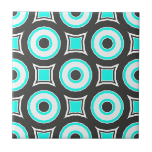 Azulejo De Cerâmica Padrão Geométrico Mint Black & White Mosaic