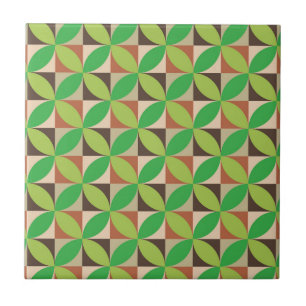 Azulejo De Cerâmica Padrão geométrico moderno de meados do século verd