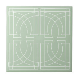 Azulejo De Cerâmica Padrão Geométrico Moderno Verde Salvia