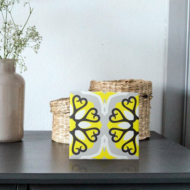 Azulejo De Cerâmica Padrão Geométrico Mosaico Branco da Cinza Amarela (Criador carregado)