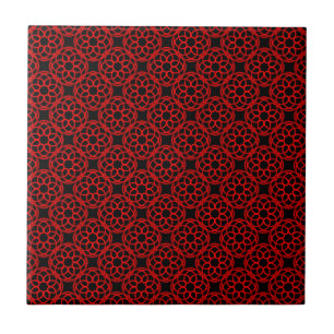 Azulejo De Cerâmica Padrão Geométrico Negro Vermelho Sem Olhos