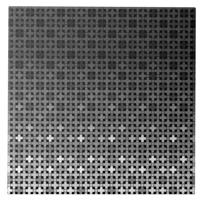 Azulejo De Cerâmica Padrão geométrico preto e branco (Frente)