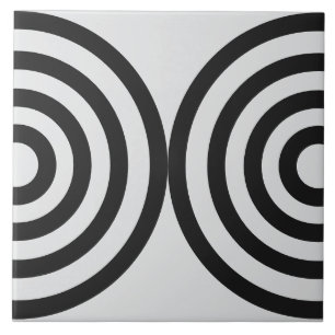 Azulejo De Cerâmica Padrão Geométrico Preto Moderno de Meados do Sécul