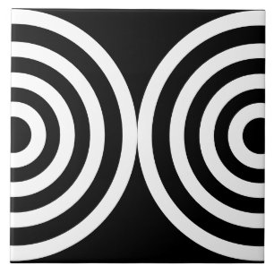 Azulejo De Cerâmica Padrão Geométrico Preto Moderno de Meados do Sécul