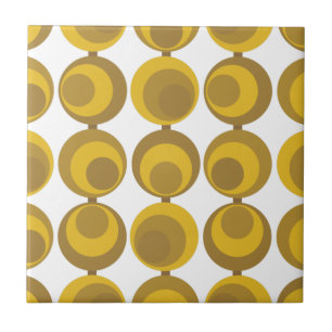 Azulejo De Cerâmica Padrão Geométrico Retro em Dourado Mostarda Modern