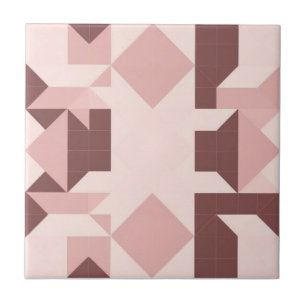 Azulejo De Cerâmica Padrão geométrico rosa e castanho