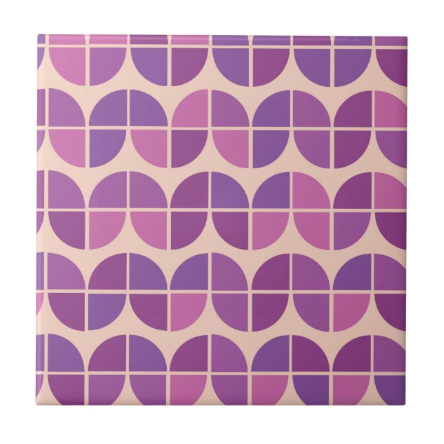 Azulejo De Cerâmica Padrão Geométrico Roxo do meio século (Frente)