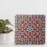 Azulejo De Cerâmica Padrão Geométrico Simétrico Preto-Branco-Vermelho<br><div class="desc">O design desse azulejo cerâmico é composto predominantemente por formas simétricas, sendo os diamantes e as estrelas os mais notáveis. Cada forma é preenchida com padrões internos complexos, adicionando uma camada de complexidade ao design geral. O esquema de cores é ousado e surpreendente, com elementos vermelhos vibrantes esboçados em preto,...</div>
