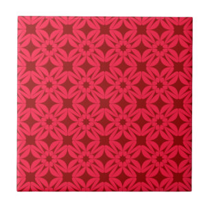 Azulejo De Cerâmica Padrão Geométrico Vermelho Ornamentado