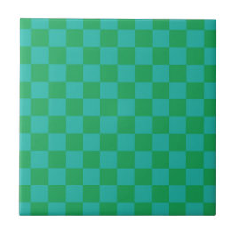 Azulejo De Cerâmica Padrão Gingham Verde Azul Verificado