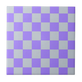 Azulejo De Cerâmica Padrão Gingham Verificado Roxo
