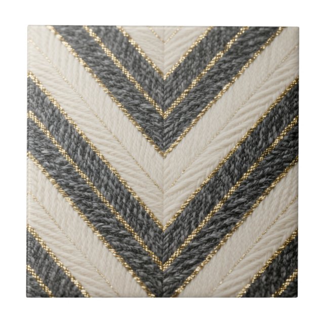 Azulejo De Cerâmica Padrão Glam Chevron Ziguezague (Frente)