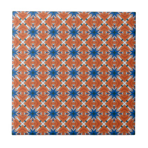 Azulejo De Cerâmica Padrão Gráfico Laranja abstrato Azul