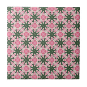 Azulejo De Cerâmica Padrão Gráfico Verde Rosa Moderno