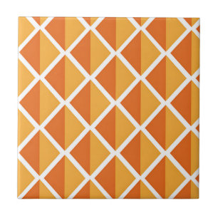 Azulejo De Cerâmica Padrão Harlequim Diamante Laranja Retrô