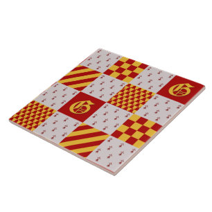 Azulejo De Cerâmica Padrão Heráldico do Vair Amarelo Amarelo Medieval