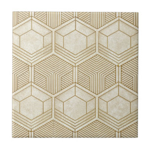 Azulejo De Cerâmica Padrão Hexagonal Orgânico Moderno Creme e Bege