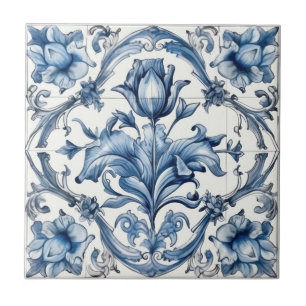 Azulejo De Cerâmica Padrão Holandês Blue Tulip