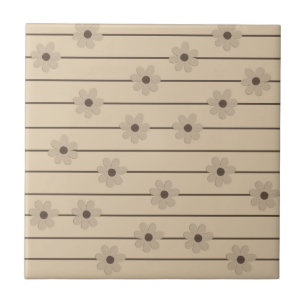 Azulejo De Cerâmica Padrão Horizontal Stripe Castanho Khaki Flor Y2K