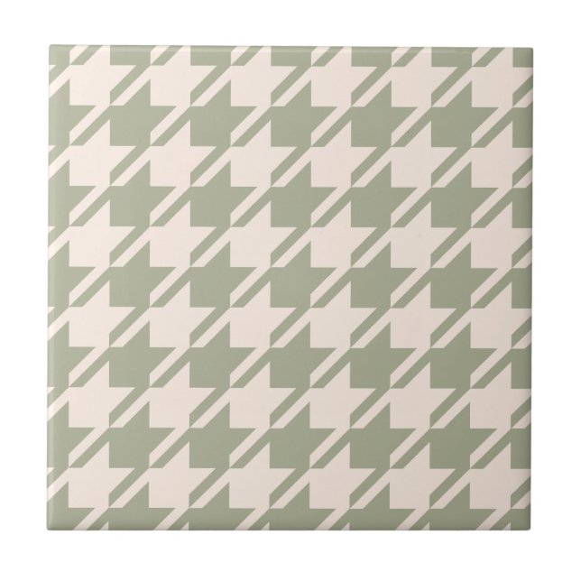 Azulejo De Cerâmica Padrão Houndstooth Green+Cream Lg (Frente)