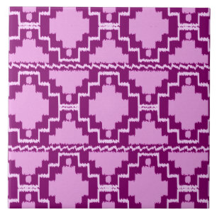 Azulejo De Cerâmica Padrão Ikat Aztec - Ametist Purple e Violet