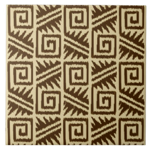 Azulejo De Cerâmica Padrão Ikat Aztec - Castanho escuro e Tom