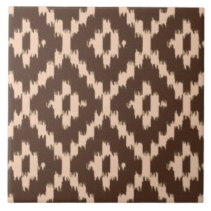 Azulejo De Cerâmica Padrão Ikat - Chocolate e pêssego pálido