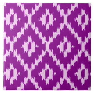 Azulejo De Cerâmica Padrão Ikat - Púrpura e orquídea de Ametist