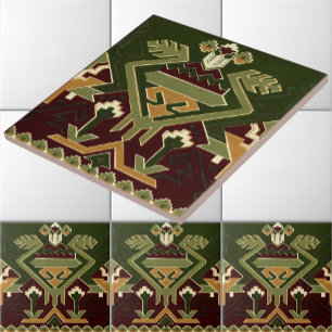 Azulejo De Cerâmica Padrão Indígena Índio Vintage do Sudeste Americ