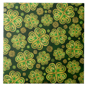 Azulejo De Cerâmica Padrão Irlandês de Shamrock de Quatro Folhas de