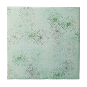 Azulejo De Cerâmica Padrão Japonês Pastel Green Floral Impressão Vi