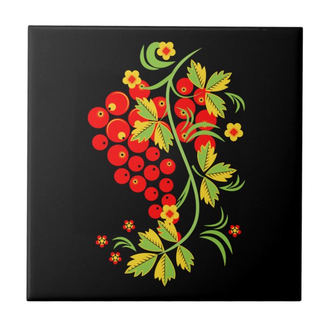 Azulejo De Cerâmica Padrão Khokhloma (Frente)